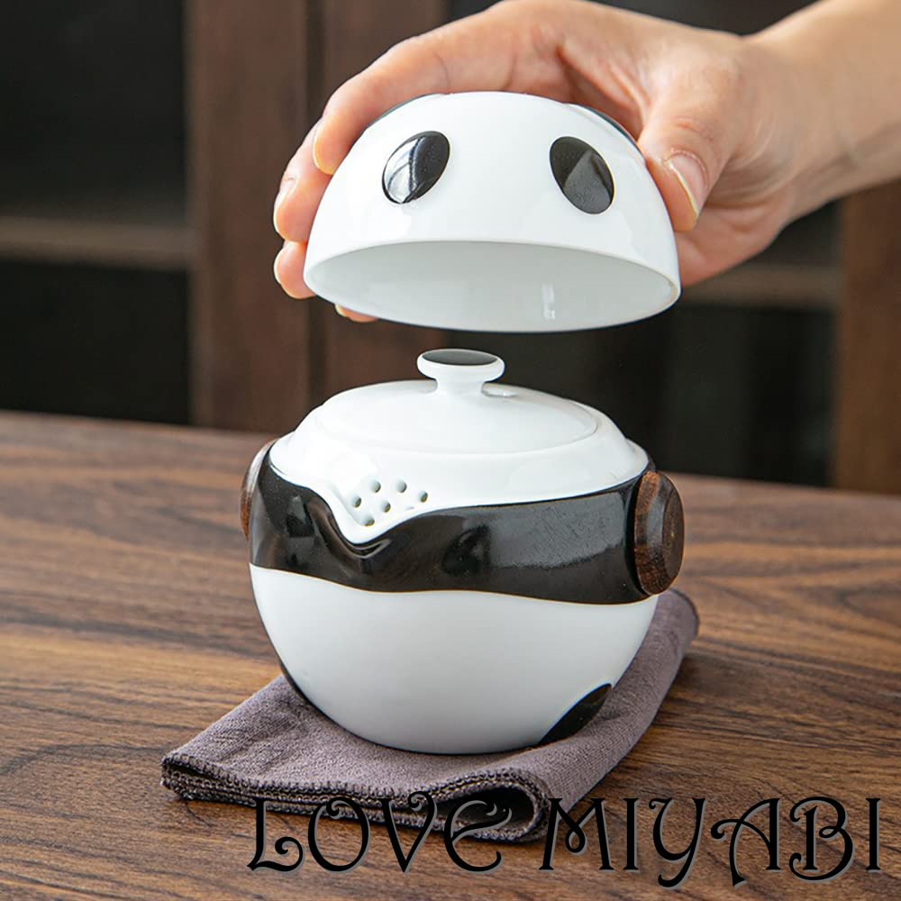 LOVE MIYABI Panda Travel Tea Set, Cute Panda Design, Ultra-Compact Storage, Easily Enjoy Delicious Tea Outdoors, Perfect for TravelOutings, Chinese