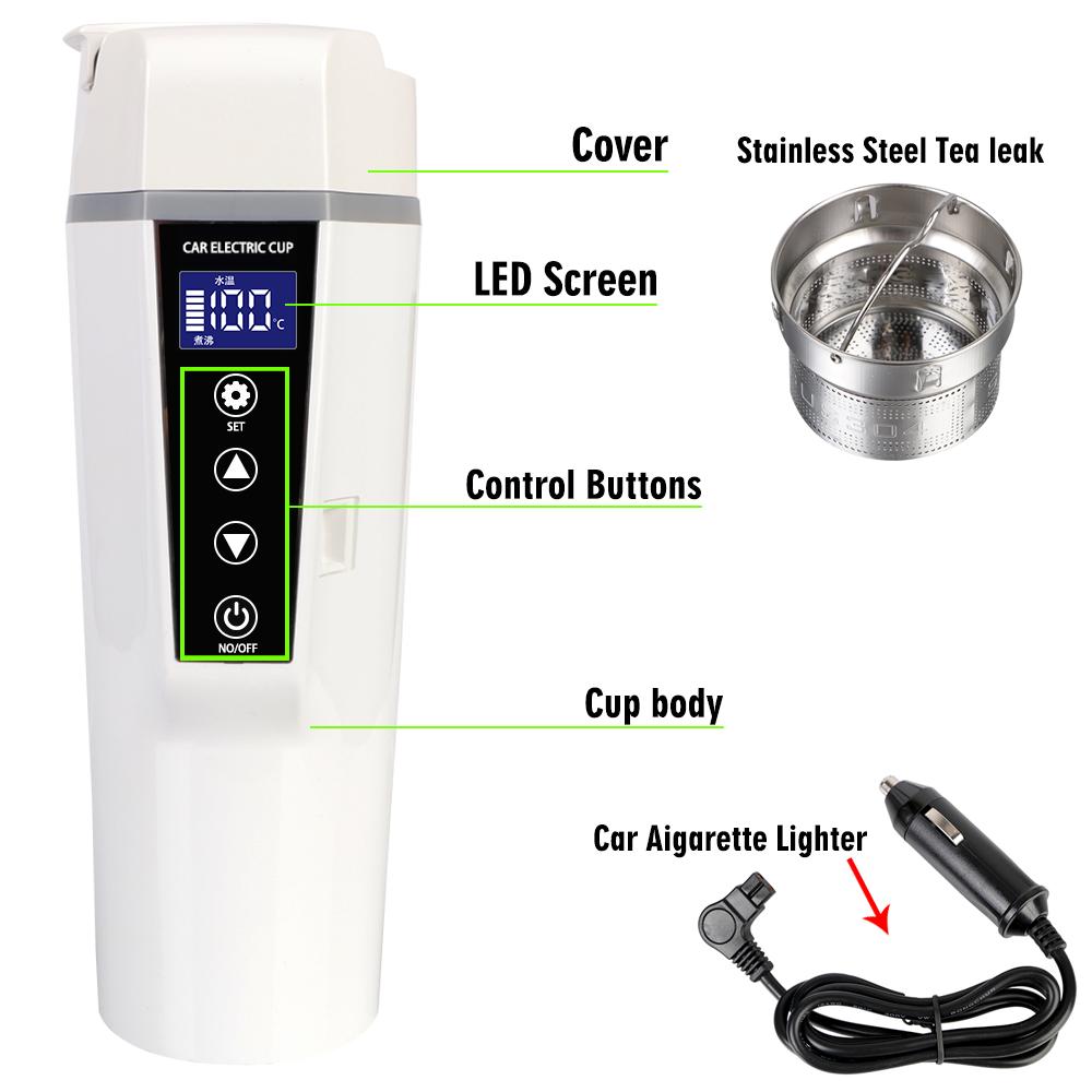 Контроль температуры 12 В 24 В автомобильный электрический чайник с кристаллическим подогревом умная чашка Mutil-выбор вареная и изолированная кружка для путешествий
