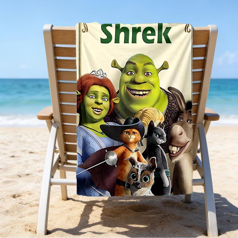 1pc Shrek4 Beach Towel, Beach and Seaside Swimming Pool Equipment, Fashion Pattern, Rectangular, Travel Essentials