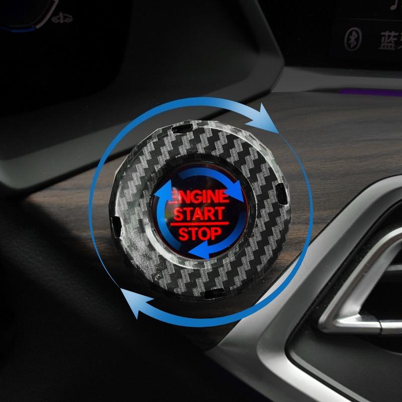 For One Button Start Stop Car Decorative Ring Cover Black ABS Universal Push Engine Protection Car Interior