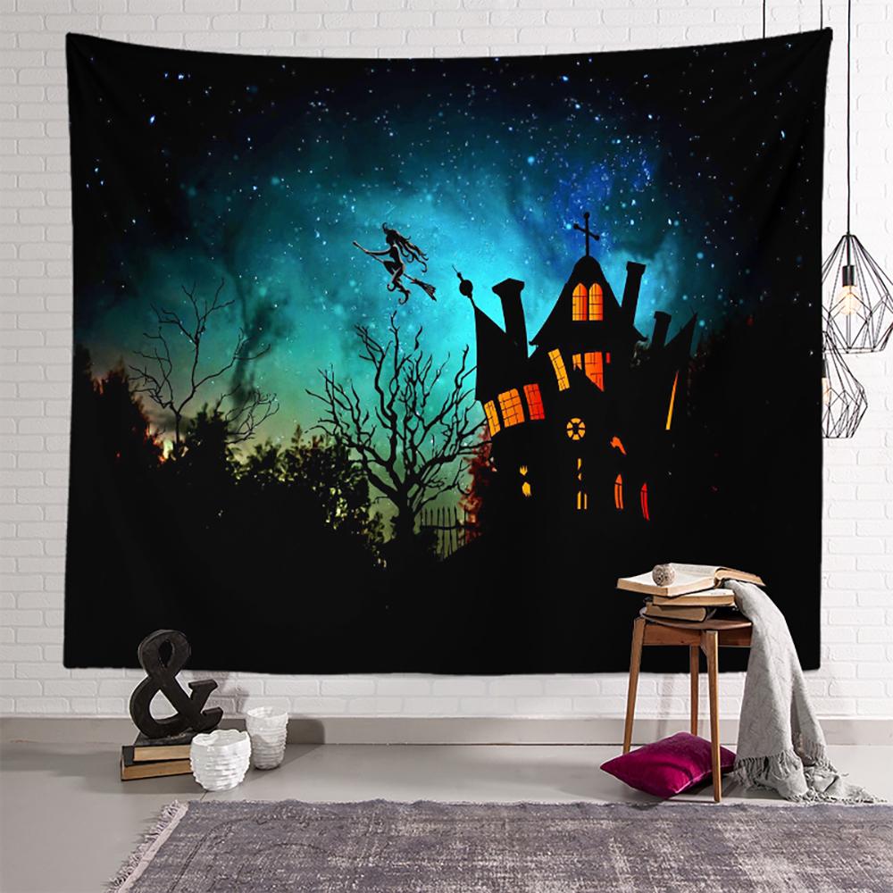 Хэллоуин страшная тыква ведьма летучая мышь принт гобелен потолок дома гостиная спальня настенный декор 230x180 см