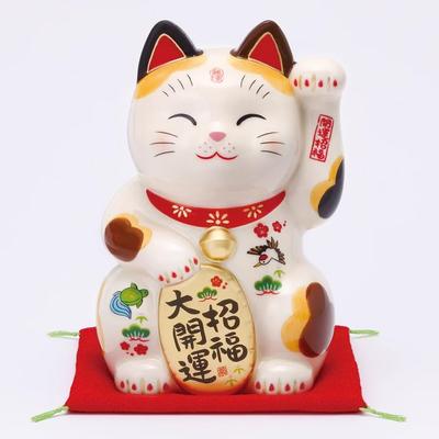 Цветная роспись печи Якуши Манэки-нэко на удачу (Lucky Cat) Размер 5