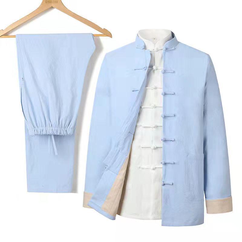 Мужской костюм тан: Ретро куртка Чжуншань, ханьфу в китайском стиле для людей среднего и пожилого возраста, для ношения весной/осенью.