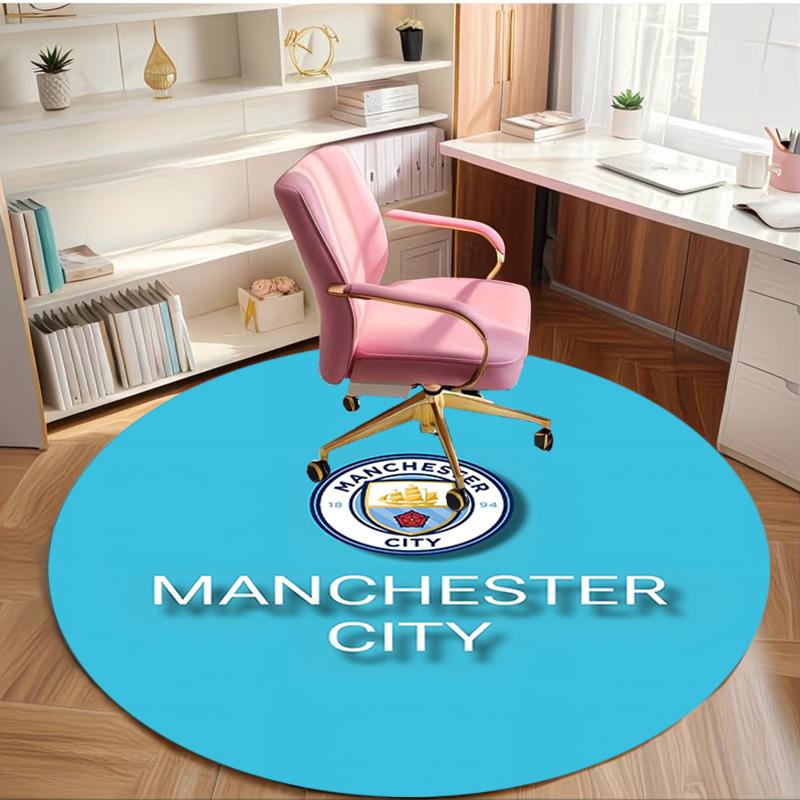 Manchester City FC Print Round Rug, Washable Floor Carpet, For Entryway Dorm Laundry Room Office Study, Home Decor Birthday Christmas Gift