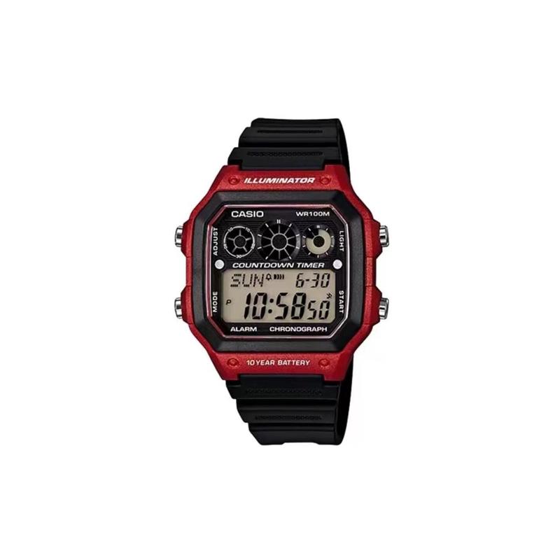 Casio Индивидуальные часы модифицированная серия красный смоляной корпус водонепроницаемые модный тренд AE-1300WH-4A-Красное Пламя Серебряный Циферблат Кварцевые AE-1300WH-4A