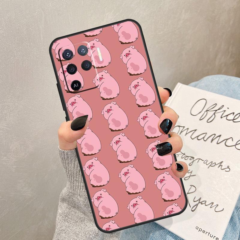 Милый РОЗОВЫЙ Kawai Чехол-Свинка Для Oppo A40 A60 A80 A78 A38 A18 A98 A58 A96 A76 A16 A94 A74 A54 A15 A17 A57 A77 A5 Pro