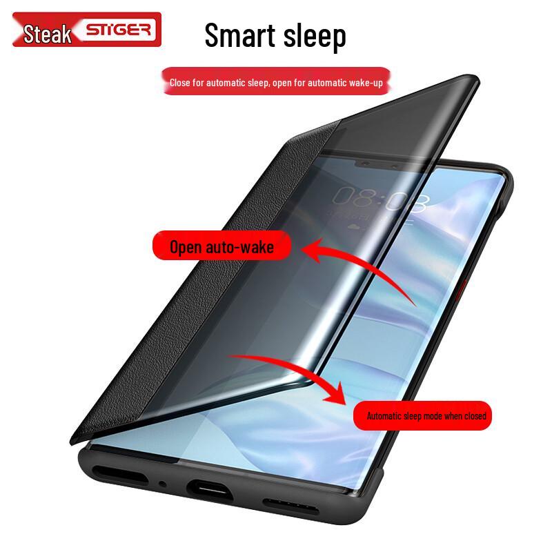 Кожаный чехол-книжка Stiger Smart Window для серии Huawei Mate Pro