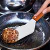 Stainless Steel Frying Spatula Wooden Handle Three-Sided Spatula Steak Pizza Spatula Iron Plate Barbecue Spatula BBQ Baking Tool