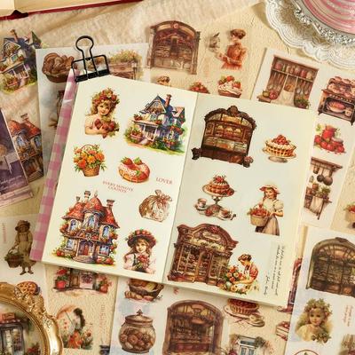 10 листов Винтажные ПЭТ Ваcи Бумажные Наклейки DIY Скрапбукинг Коллаж Декор Junk Journal Эстетика Наклейка