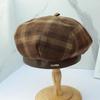 Beret female autumn and winter British retro plaid bud octagonal hat out of the street casual face little painter hat street tide