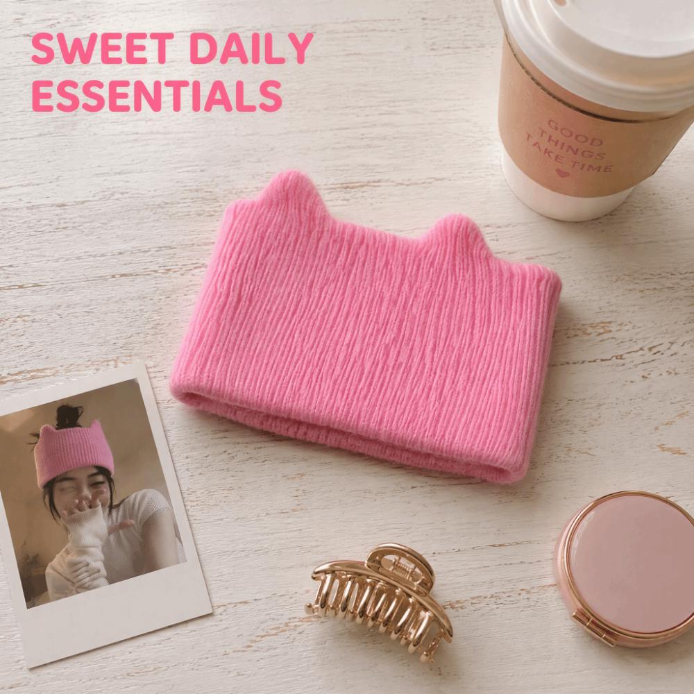 Windproof Solid Color Hairband Ear Warm Warm Hair Band Fashion Cat Ears Knitted Headband Skiing