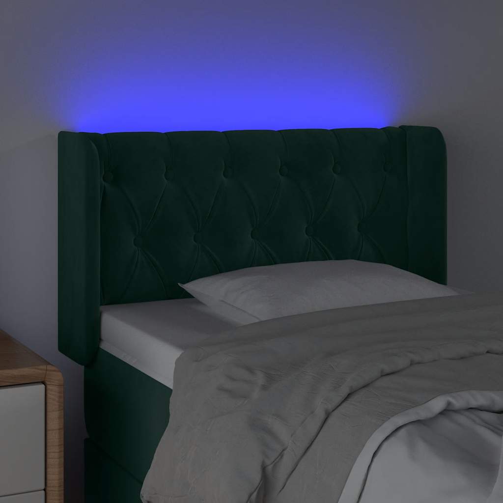LED Headboard Dark Green 83x16x78 88 cm Velvet