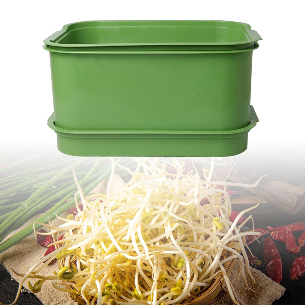 Set of 3 Bean Sprouts Tray Growing Kit Germination Plate Green Multifunctional Stackable Sturdy