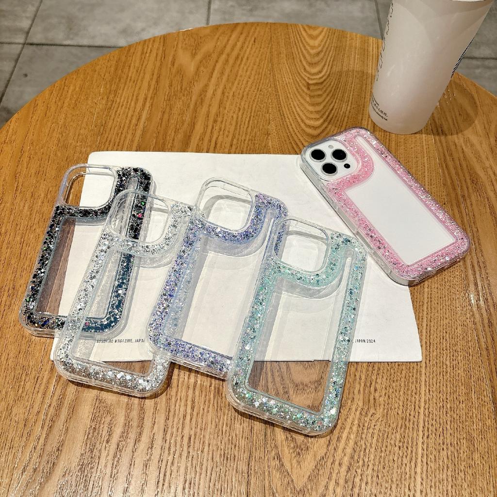 Чехол для iPhone 16 Pro с блестящим дизайном из эпоксидной смолы и стразов, противоударный чехол для телефона из ТПУ