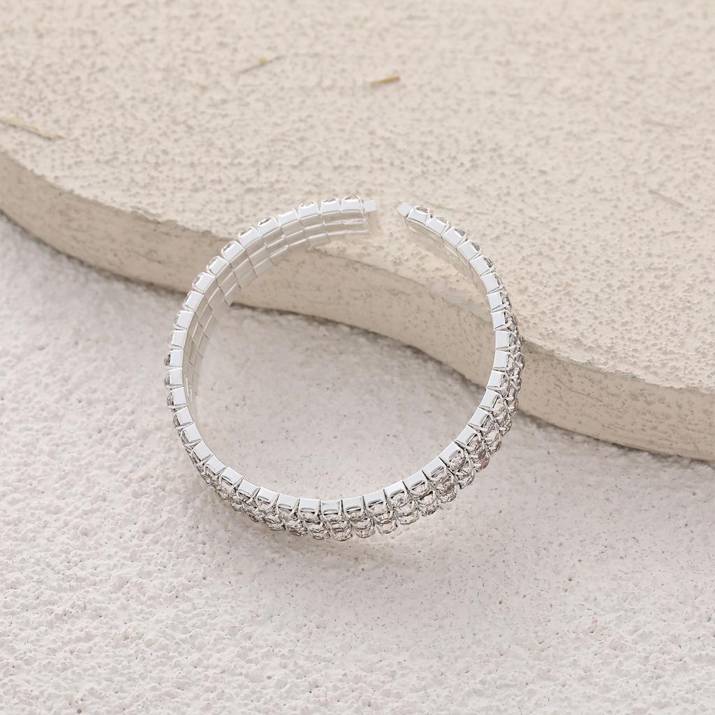 Eco-Friendly Bracelet Three Layer Rhinestone Open Cuff Design For Everyday And Gift Occasions