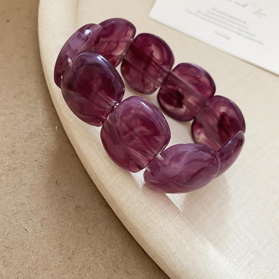 Acrylic Marbled Round Spliced Bracelet - Elegant Chinese-Style Fashion Bangle for Women