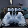 Luxury 3D Swan Print Home Living Comfortable Duvet Cover Pillowcase Kid Bedding Set Queen and King EU/US/AU/UK Size