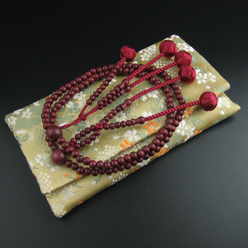 WONDERFUL LOTUS Myo  Lotus  Flower Women's Prayer Beads for Nichiren Buddhism, Purple Heart, 8-inch Round Beads, Small Size, Purple, Natural Wood