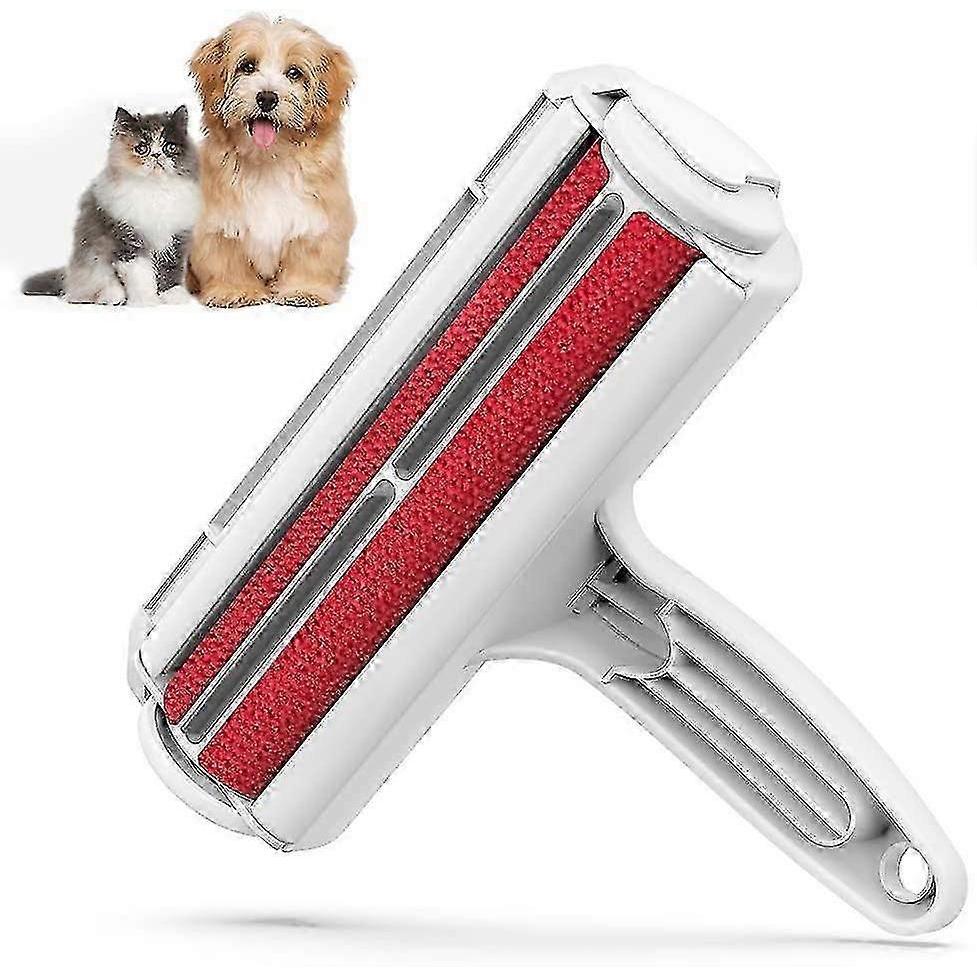 Roller for pet hair with self cleaning base