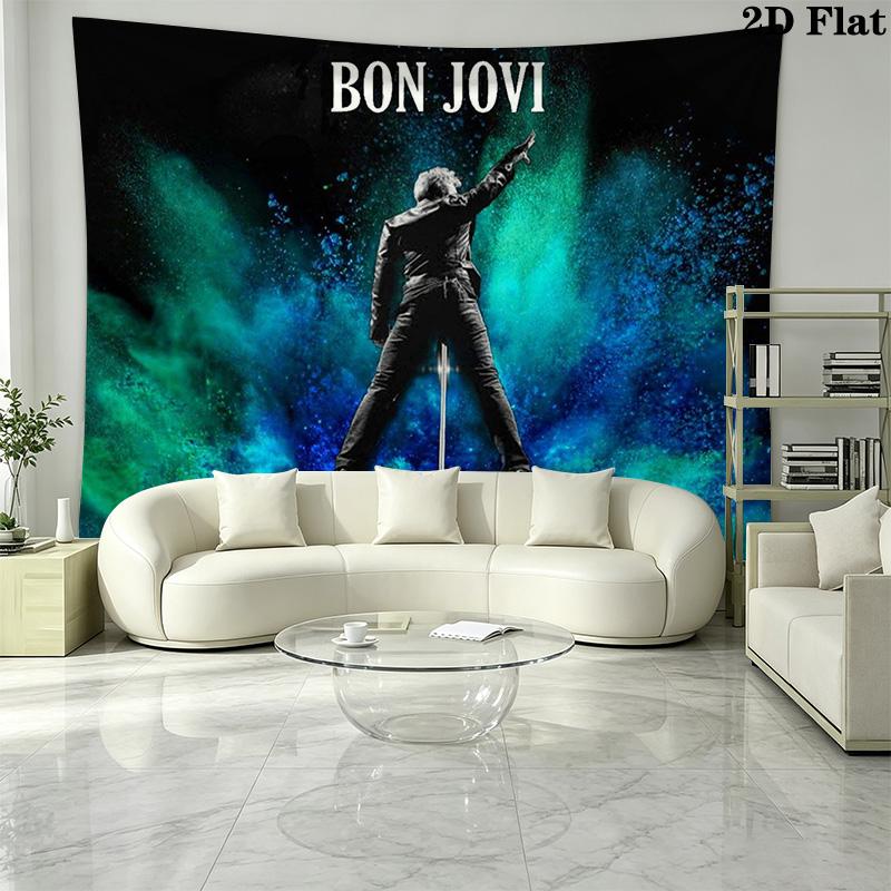Bon Jovi Band Wall Tapestry Aesthetic Wall Hanging Printed Fabric Blanket Decorative Tapestries for Bedroom Living Room Home Decor