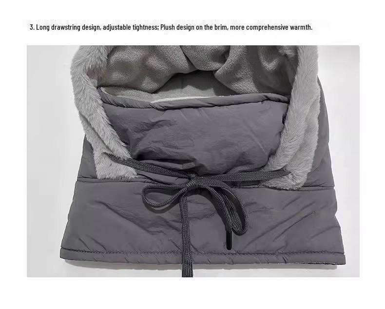 Зимняя теплая шапка на флисовой подкладке с ушами, маской для лица и манишкой - Ветрозащитное снаряжение для холодной погоды для мужчин и женщин для велоспорта на открытом воздухе