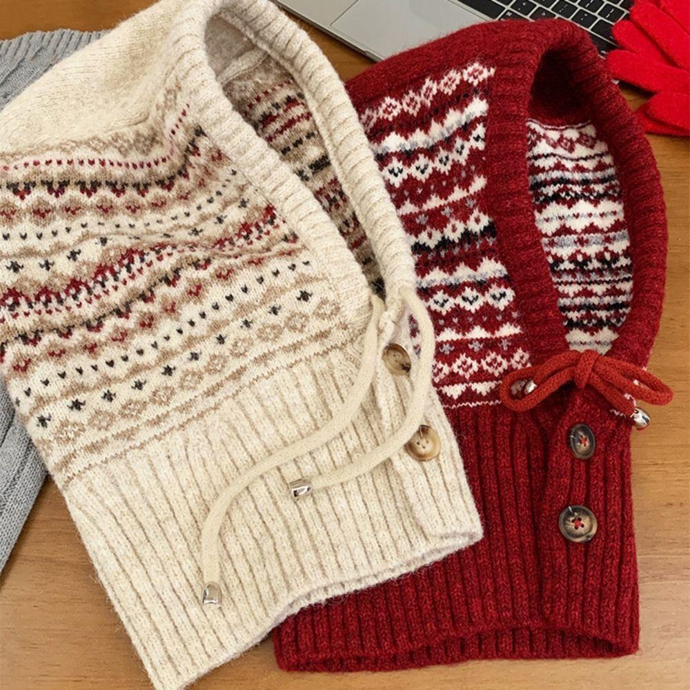 Пуловер Шапка Жаккардовая Балаклава Шапка С Принтом Зимняя Шапка Модный Вязаный Головной Убор в Стиле Фэр-Айл Уличный