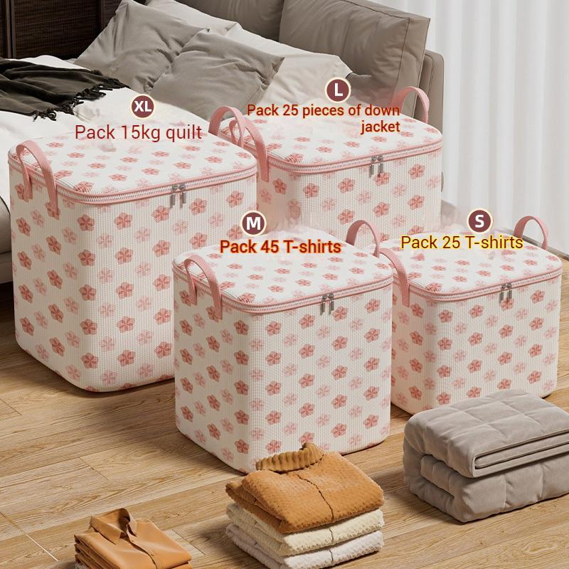 Foldable Storage Bag Clothes Storage Bag Wardrobe Dustproof Closet Organizer Organizer With Handle Quilt Blanket Pillow Storage