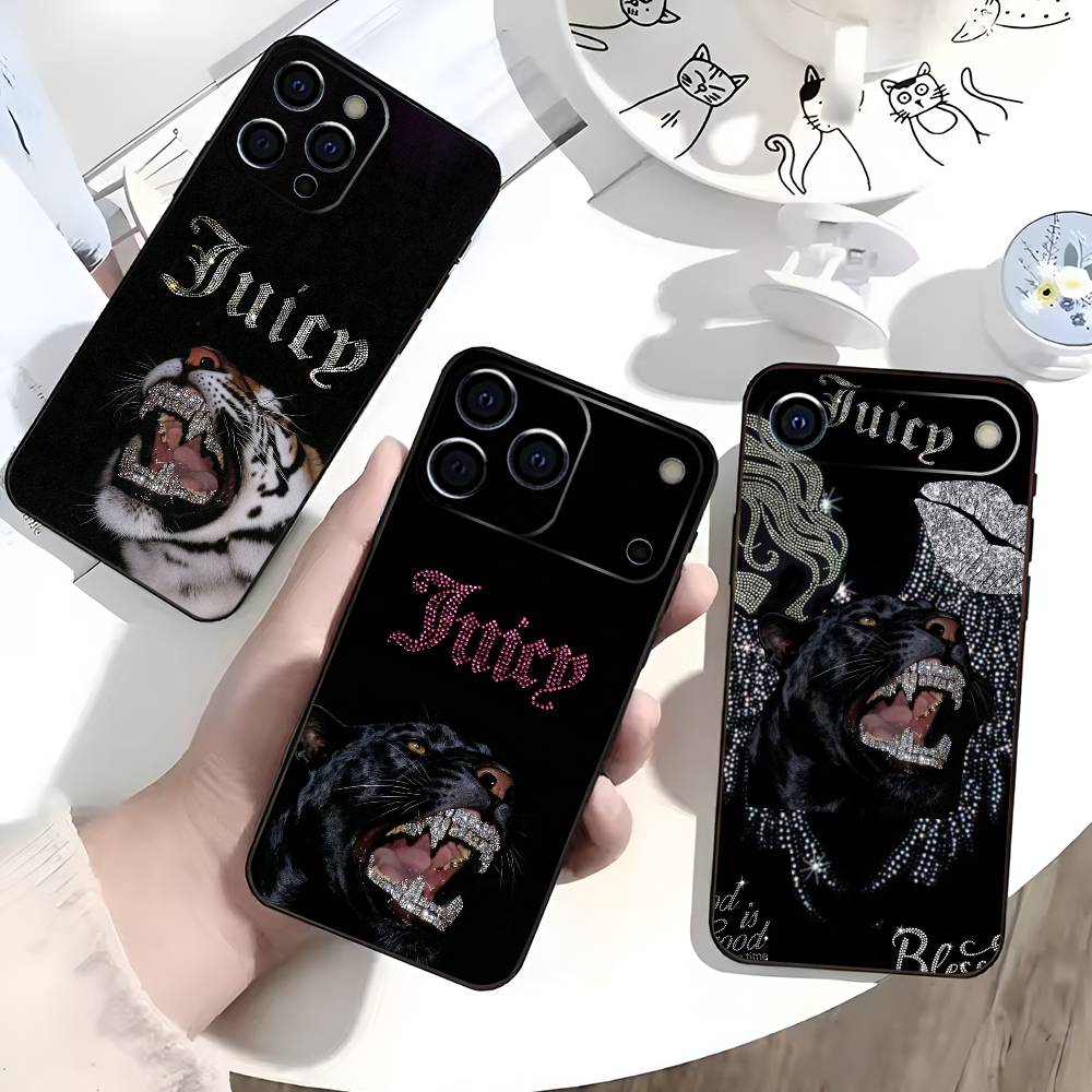 Чехол для телефона J-JUICY C-COUTURE для iPhone 17,16,15,14,13,12,11 Plus,Pro Max,XS, Мягкий черный чехол