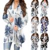 Женская модная повседневная куртка-кардиган средней длины с цветочным принтом, пальто