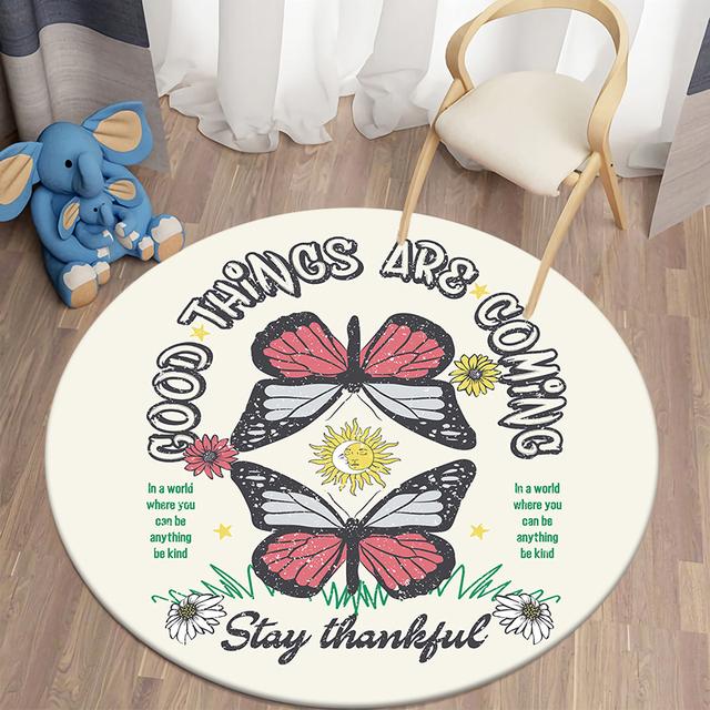 Круглый ковер с цветочным принтом Kawaii Printed для гостиной, коврики для пикника на природе, противоскользящий коврик для йоги, ковры для спальни