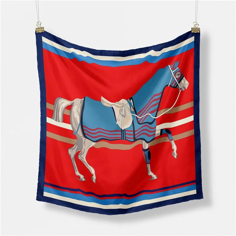 Luxury Print Silk Square Scarf Women Spring Neck Tie Shawl Wraps Female 53cm Hair Hand Wrist Headkercheif Hijab Bandana