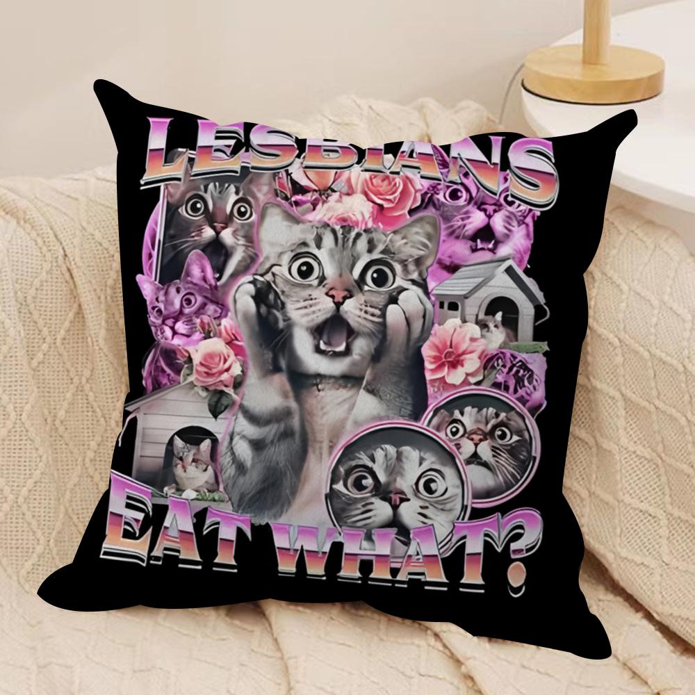 Funny Lgbtq eat what Cushion Cover Soft Plush Fabric DoubleSided Printed Cushion Covers for All Seasons Modern Home Decor