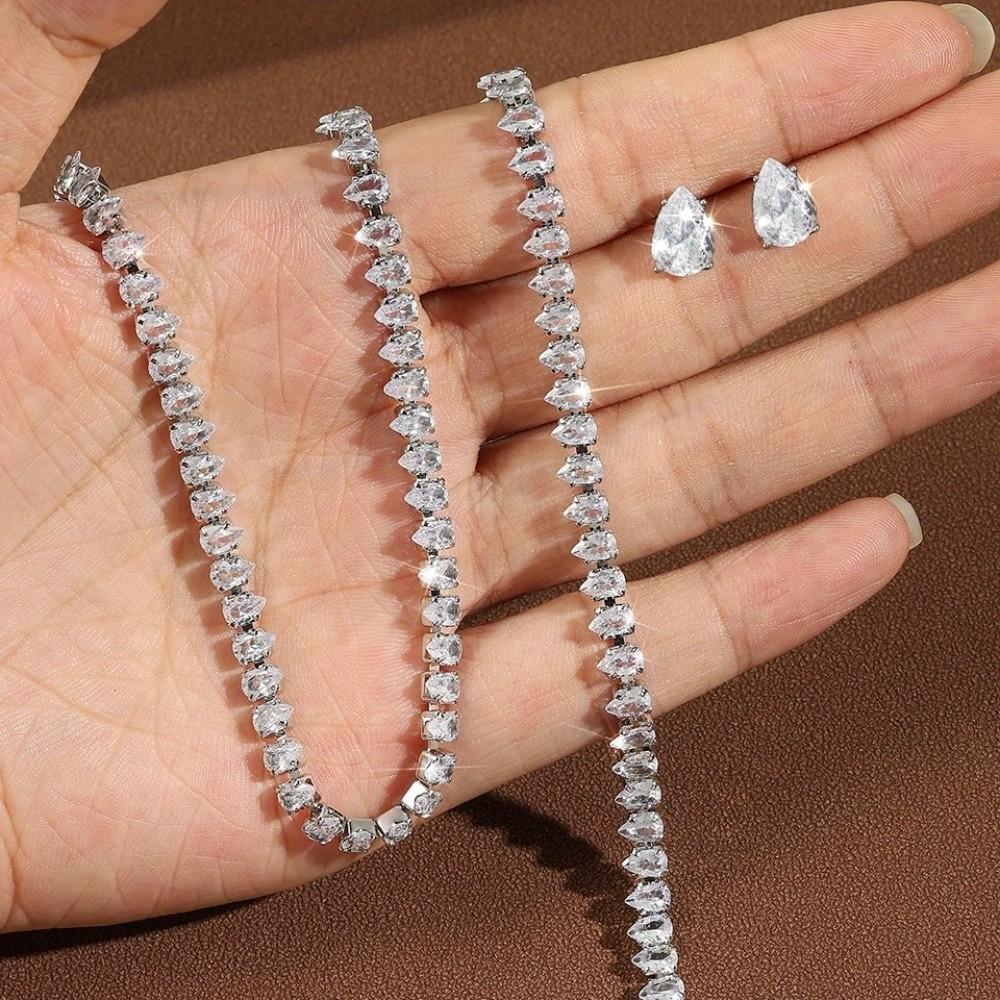 3Pcs/set Elegant Cubic Zirconia Jewelry Set Zirconia Wedding Accessories Set Bride