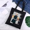 Imetsu No Yaiba Canvas Black Shopping Tote Bag Tengen Uzui Demon Slayer Reusable Shoulder Cloth Book Bag Handbag