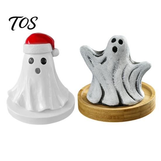 Halloween Party Decor Ghost Incense Holder, Cute Ghosts Scents Burner, Resin Aromatherapy Statue Waterfall Burner Backflow Decorative Home Desktop