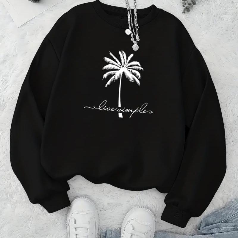 Cool Printed Women's Crew Neck Sweatshirt, Cotton Blend & Durable, Streetwear & Travel