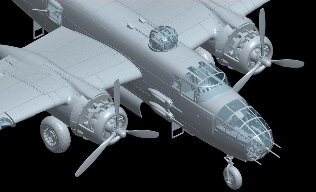 HK Models Пластиковая модель США Mitchell Glassnose 01F008 1/48 B-25J (Формованный цвет)