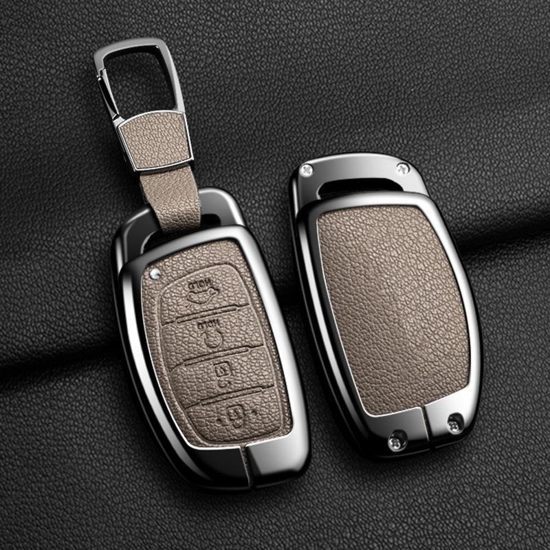 Кожаный держатель для автомобильного ключа из цинкового сплава для Hyundai Tucson Elantra Creta Sonata Ix35 Ix45 I40 I30 I20 I10 Ioniq Accent Creata Брелок