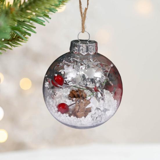 3 шт. Рождественский шар с прозрачными блестками, украшения с тесьмой, подвесное украшение для рождественской елки