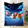 "Tom & Jerry: Cozy Night Adventure Pillowcase"Blanket Flannel Throw Blanket for Sofa, Bed, Travel, Camping, Office