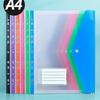 4 Clear Snap-Button File Pockets with Labels, Thickened, Large Capacity Vertical Folder, School Subject Dividers