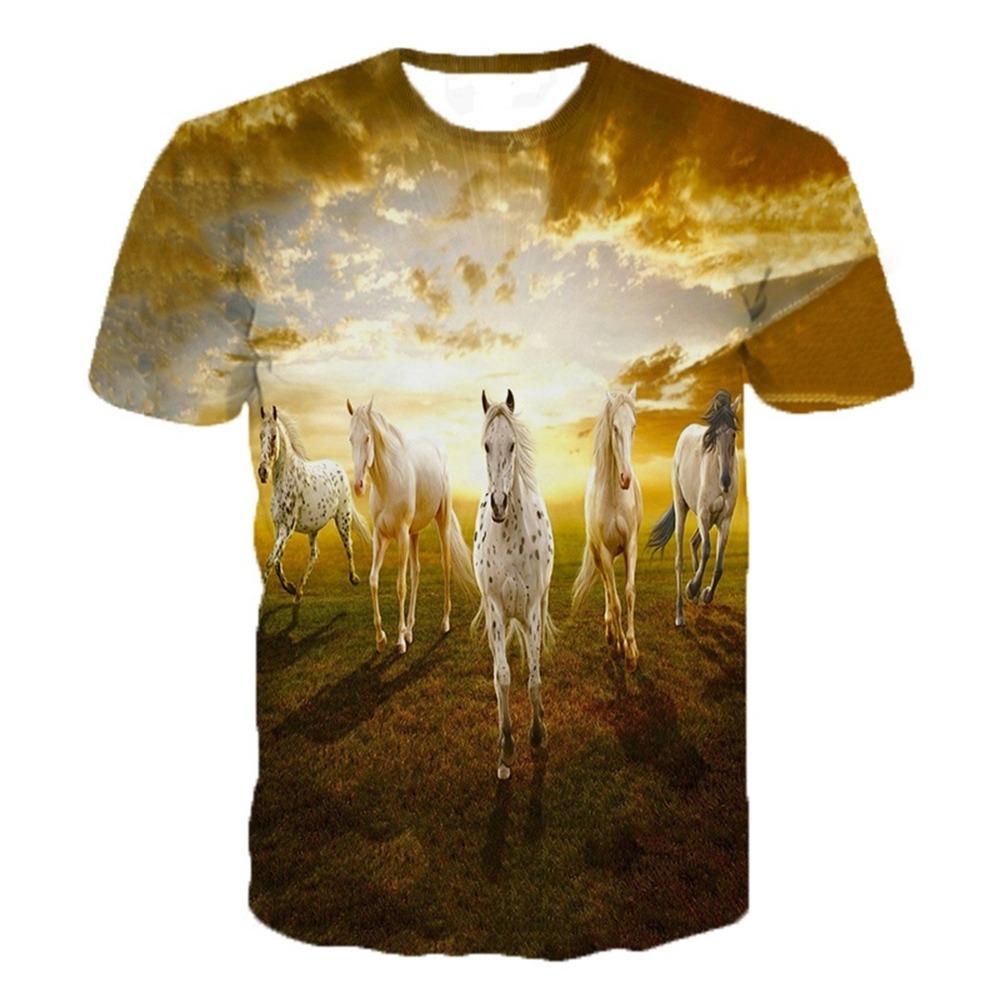 Summer hot selling trend cute 3D printed animal horse print pattern personalized casual comfortable T-shirt