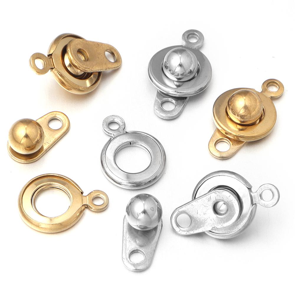 2pcs/lot Stainless Steel Round Snap Button Clasps Jewelry Connector Fastener For DIY Necklace Bracelet Making Supplies Accessory