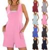 Womens Casual Sleeveless Back Adjustable Jumpsuit Tank Top Jumpsuit Shorts Rompers With Pockets