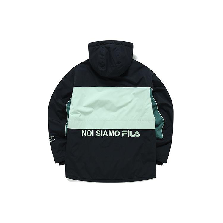 Fila Fusion Спортивная хлопковая куртка с капюшоном в стиле колор-блок, теплая, зимняя, мужская, глубокий черный T11M213904F-BK