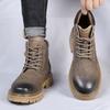 Мужские ботинки класса люкс 2024 Модные удобные осенне-зимние кожаные ботинки в британском стиле на толстой подошве на шнуровке с высоким берцем