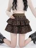 Женская леопардовая юбка Y2k Shoujo Girl Aesthetic 2000s Mini Ruffles Skirt Gyaru Coquette с эластичной талией Cyber Punk Cake Skirt