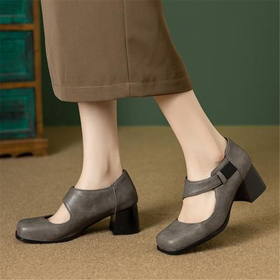 Модные Новые Туфли на Платформе с Квадратным Носком Женская Обувь Массивные Каблуки Туфли-Лодочки Ретро Мэри Джейн Новейшие С Неглубоким Вырезом Бургунди Блок Сладкая Женская Обувь