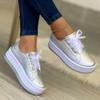 Fashion Women Sneaker Shoes Casual Round Toe Platform Shoes Lace Up Tennis Female Sneakers Solid Color Ladies Loafers Sneakers for Women