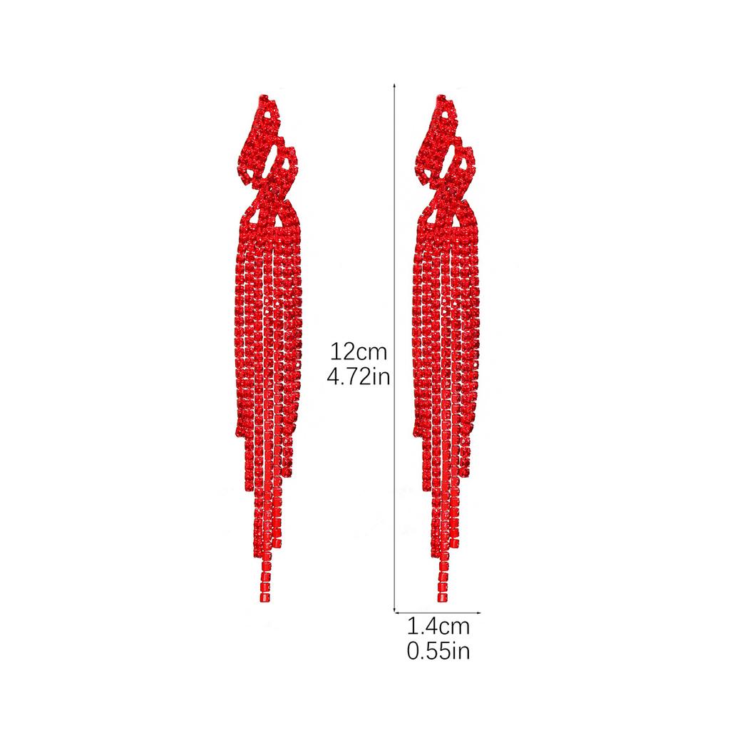 Модные темпераментные блестящие длинные серьги-кисточки со стразами, высококлассные серьги Sense Of Red, вечерние серьги, женские серьги, 1 пара